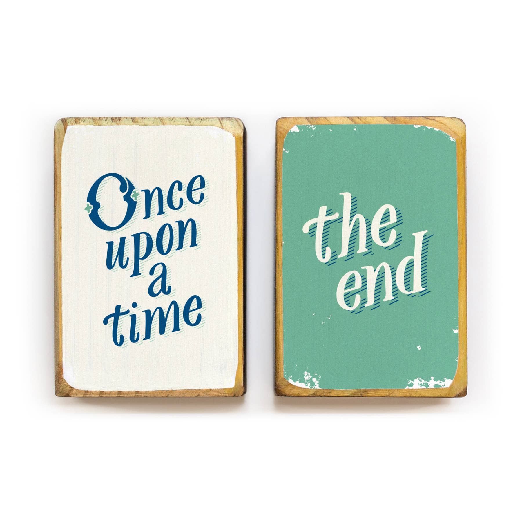 Once Upon a Time ... The End Handmade Wood Bookend Set