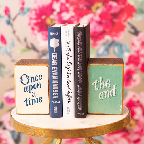 Once Upon a Time ... The End Handmade Wood Bookend Set