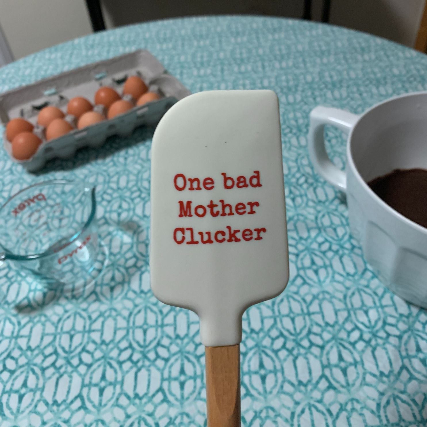 One Bad Mother Clucker Spatula With A Wooden Handle