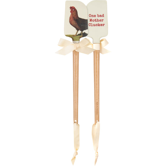 One Bad Mother Clucker Spatula With A Wooden Handle