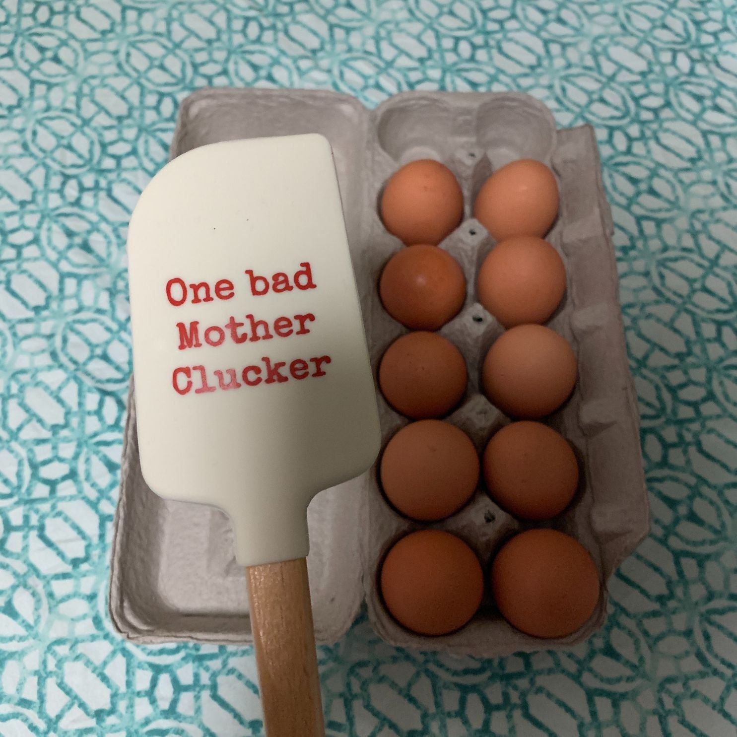 One Bad Mother Clucker Spatula With A Wooden Handle