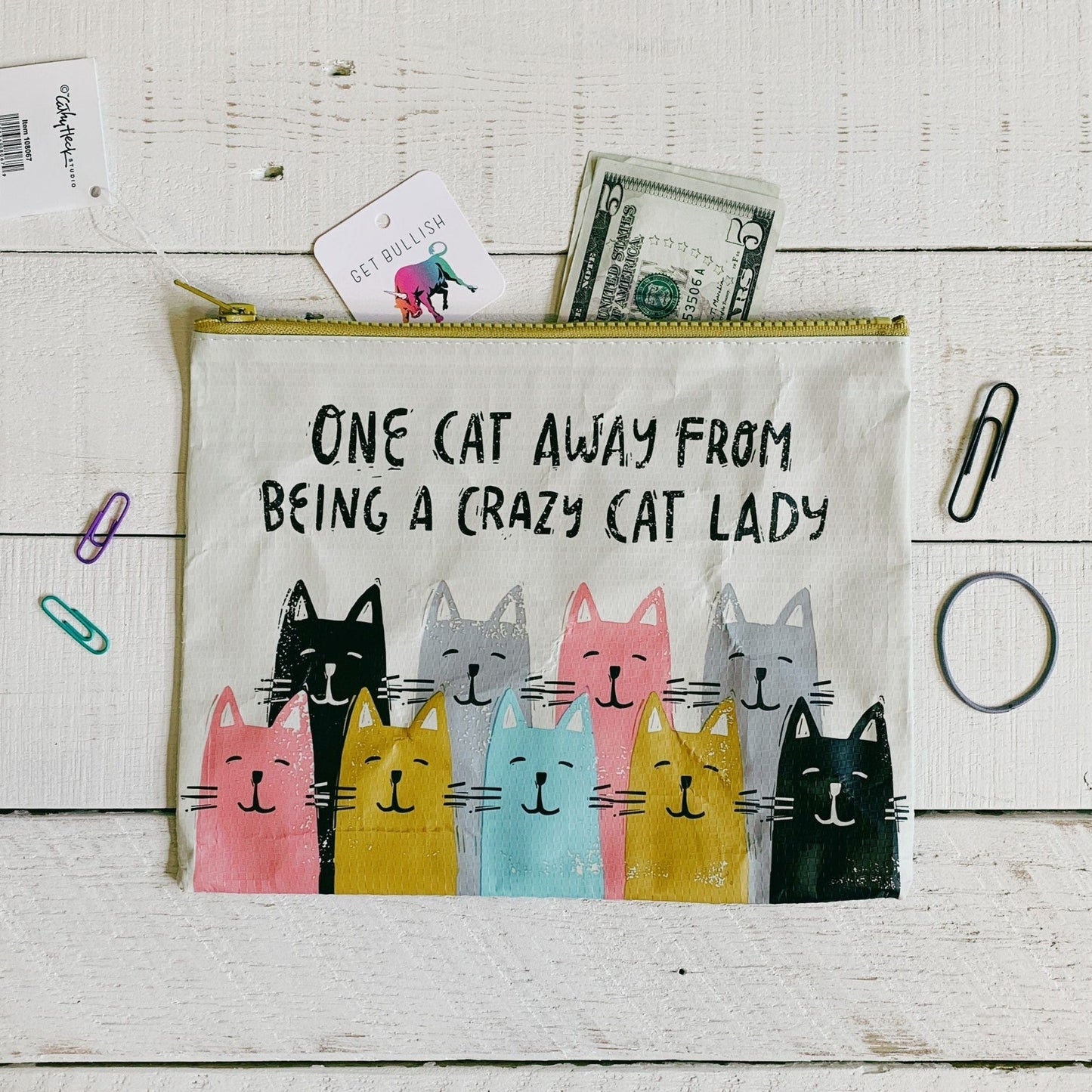 One Cat Away From Crazy Cat Lady Zipper Pouch