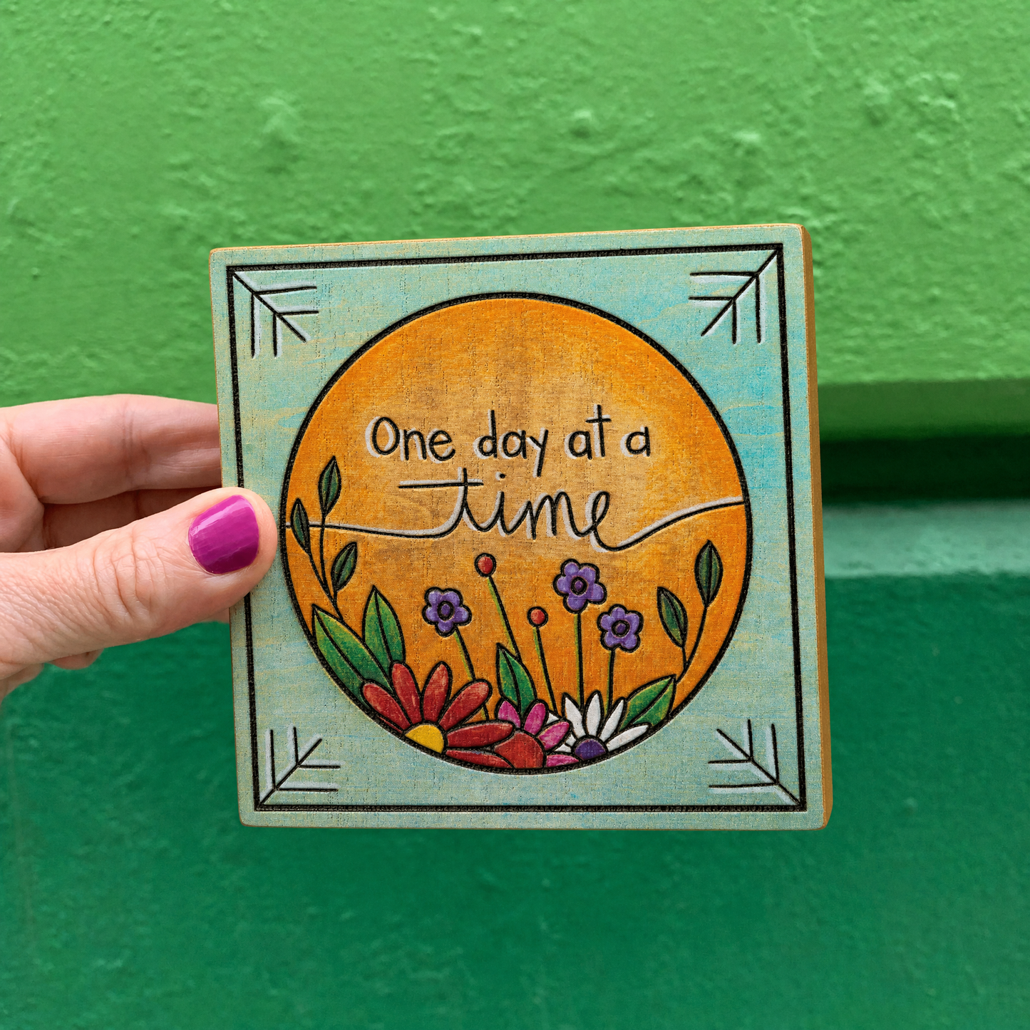 One Day At A Time Block Sign | 4.50" x 4.50" x 1"