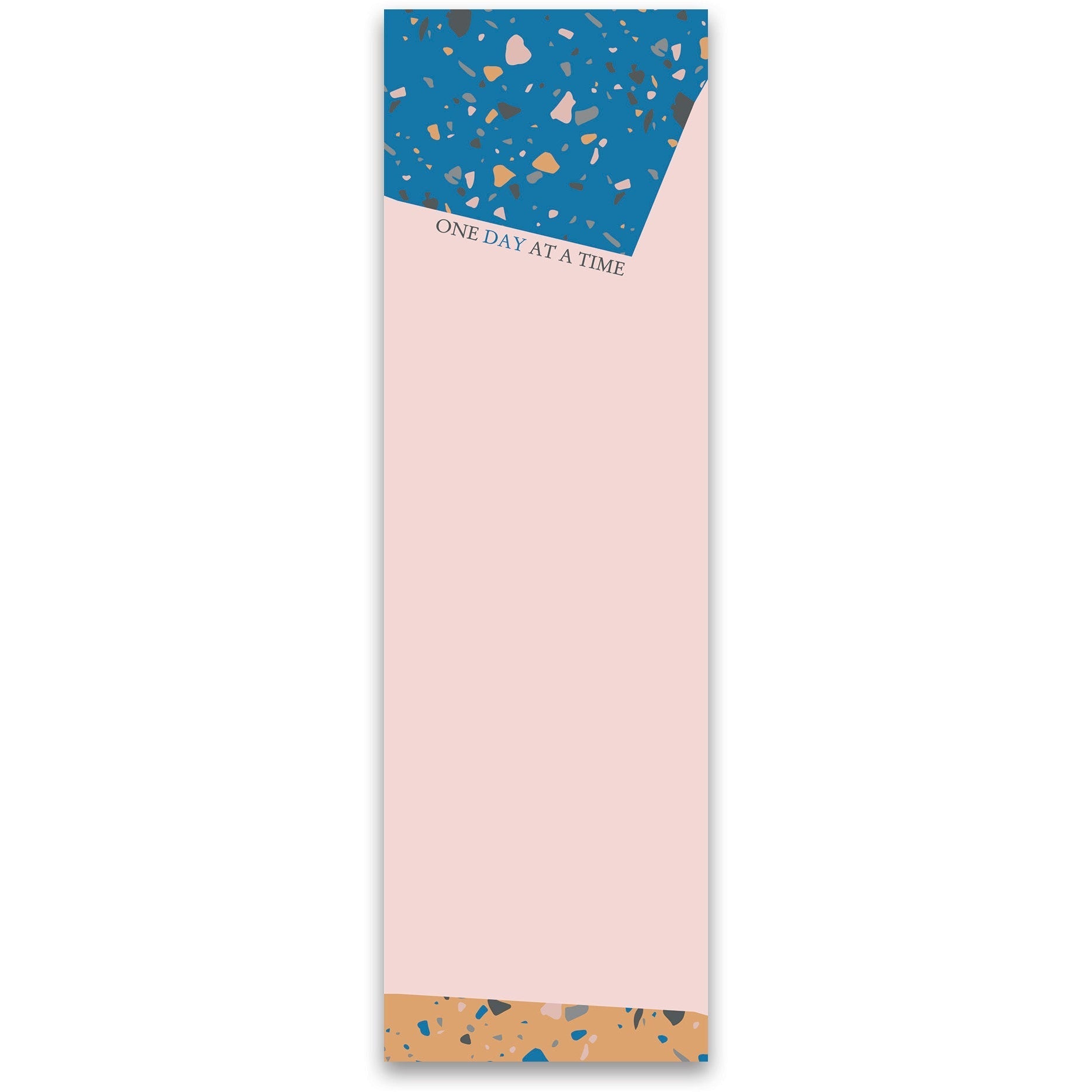 One Day At A Time Magnetic List Notepad in Terrazzo Design | 9.5" x 2.75" | Holds to Fridge with Strong Magnet | 1980s Memphis-Inspired Design