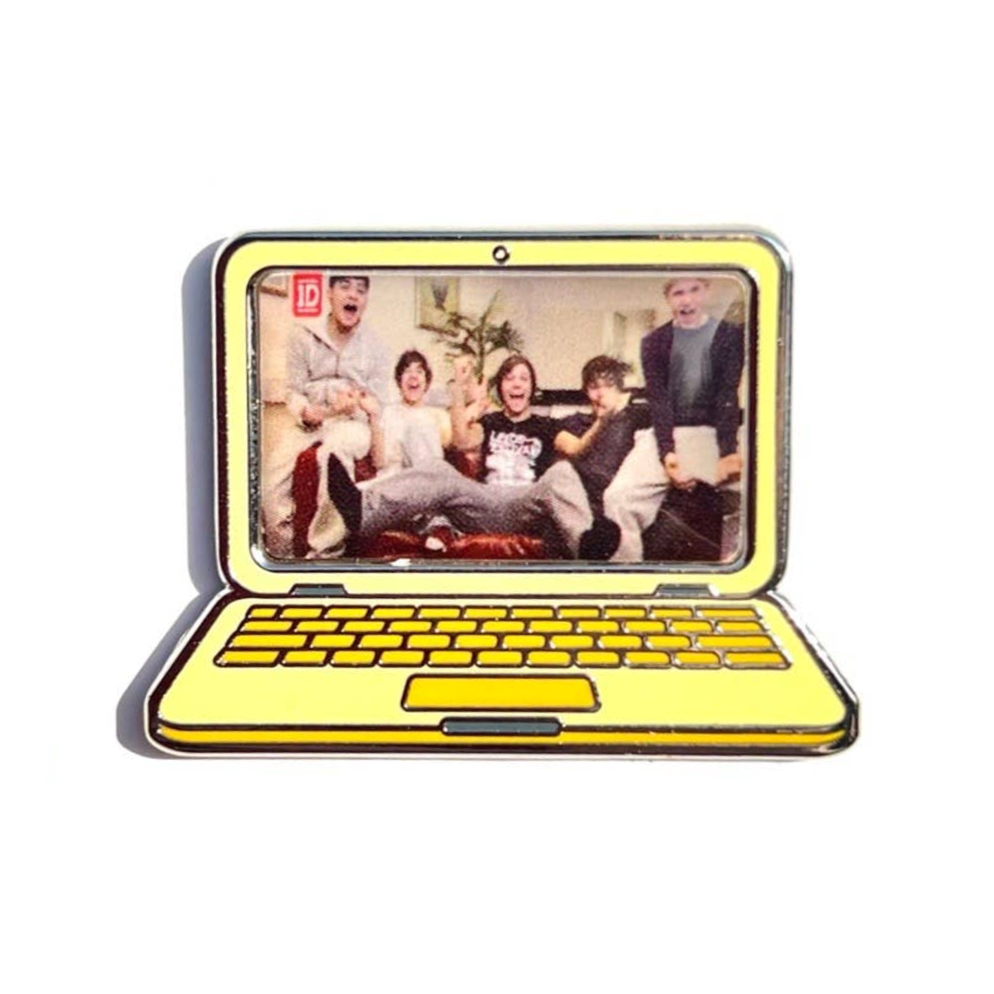 One Direction Enamel Pin | Retro Y2K Pin Depicting 1D on a Laptop