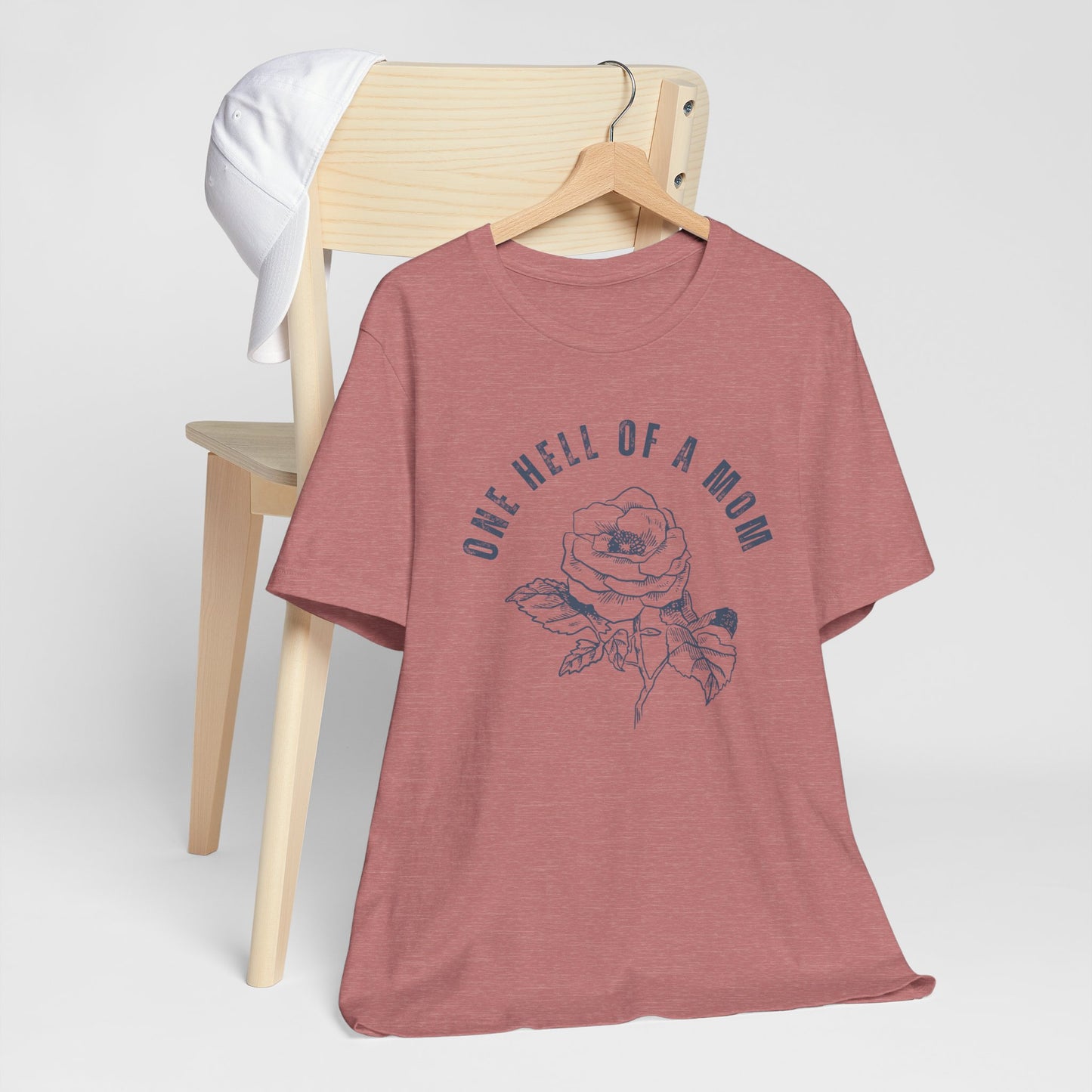 One Hell of a Mom Tattoo-Inspired Flower Rose Unisex Jersey Short Sleeve Tee
