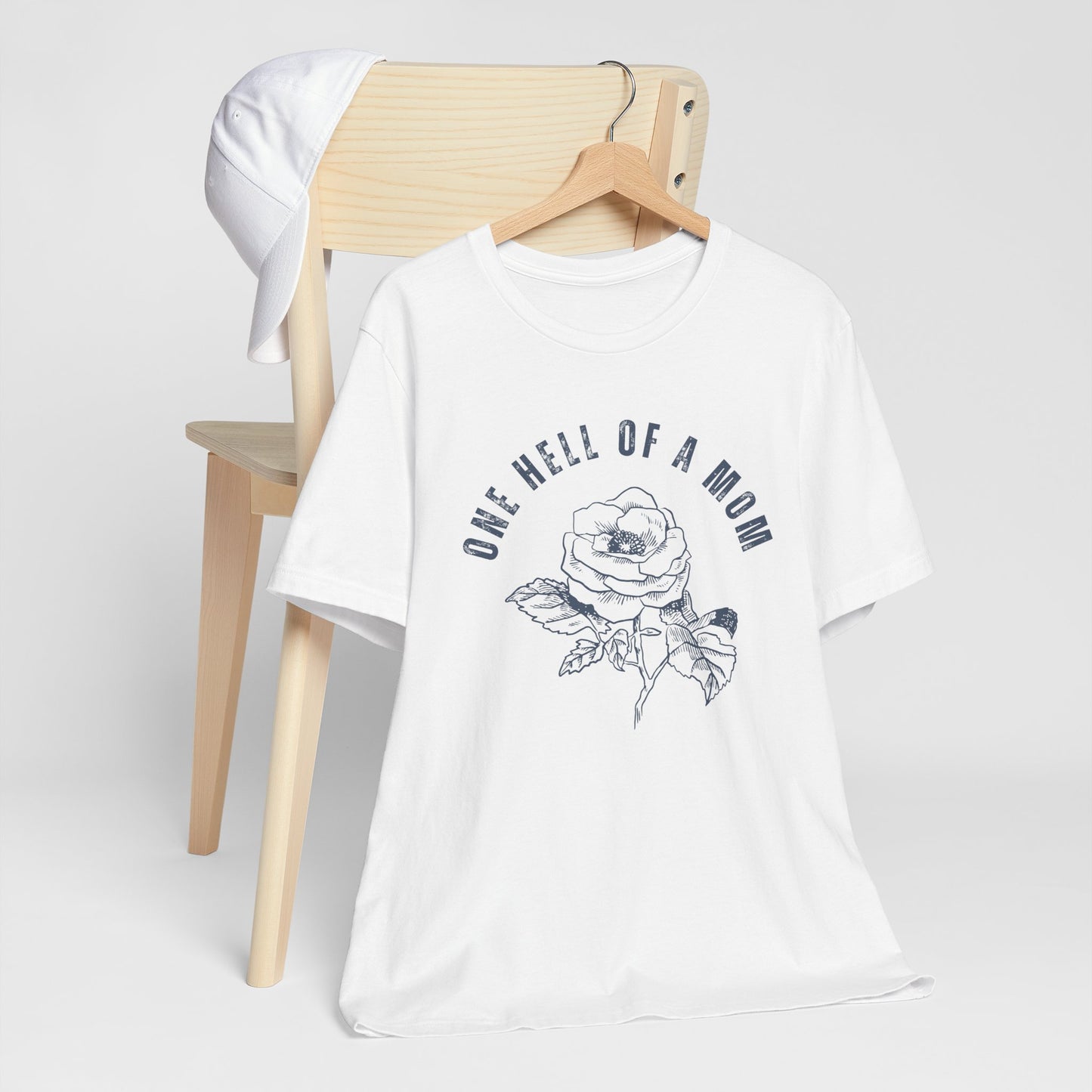 One Hell of a Mom Tattoo-Inspired Flower Rose Unisex Jersey Short Sleeve Tee