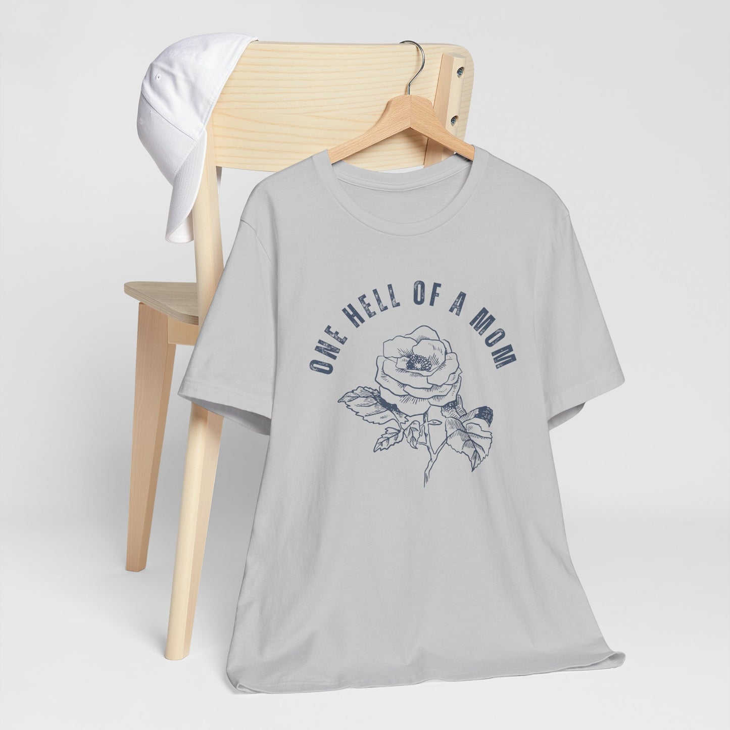 One Hell of a Mom Tattoo-Inspired Flower Rose Unisex Jersey Short Sleeve Tee