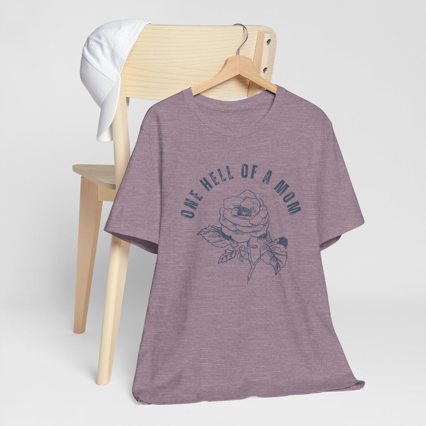 One Hell of a Mom Tattoo-Inspired Flower Rose Unisex Jersey Short Sleeve Tee