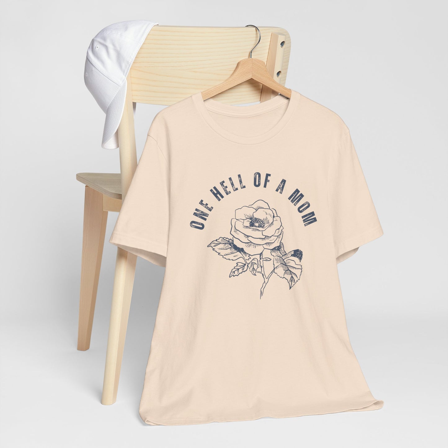 One Hell of a Mom Tattoo-Inspired Flower Rose Unisex Jersey Short Sleeve Tee