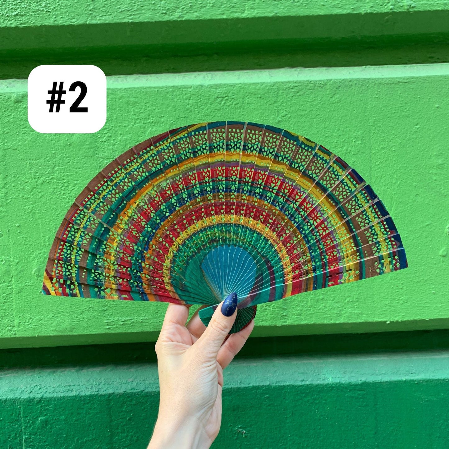 One of a Kind Hand Painted Marbled Wooden Fans - 15 Styles