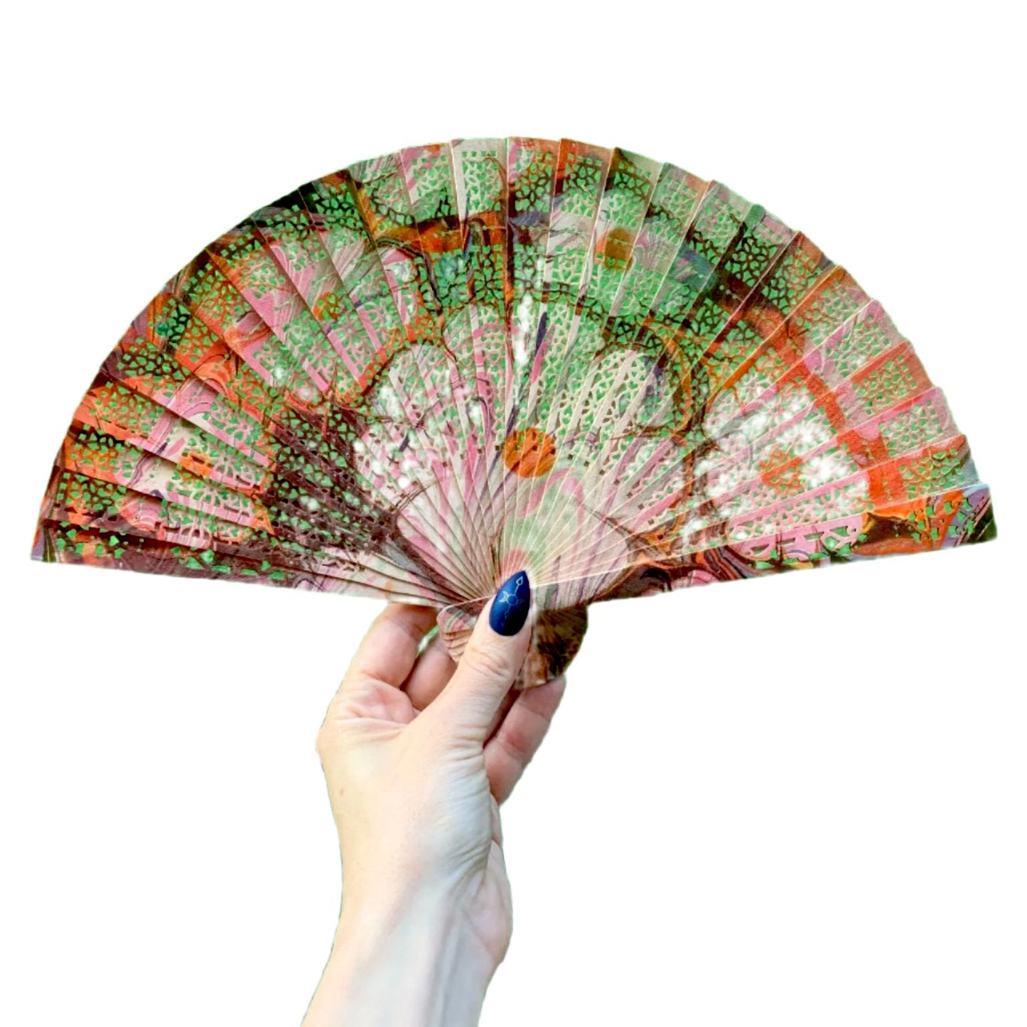 One of a Kind Hand Painted Marbled Wooden Fans - 15 Styles