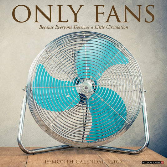 Calendar cover with a vintage-style fan and text 'Only Fans'