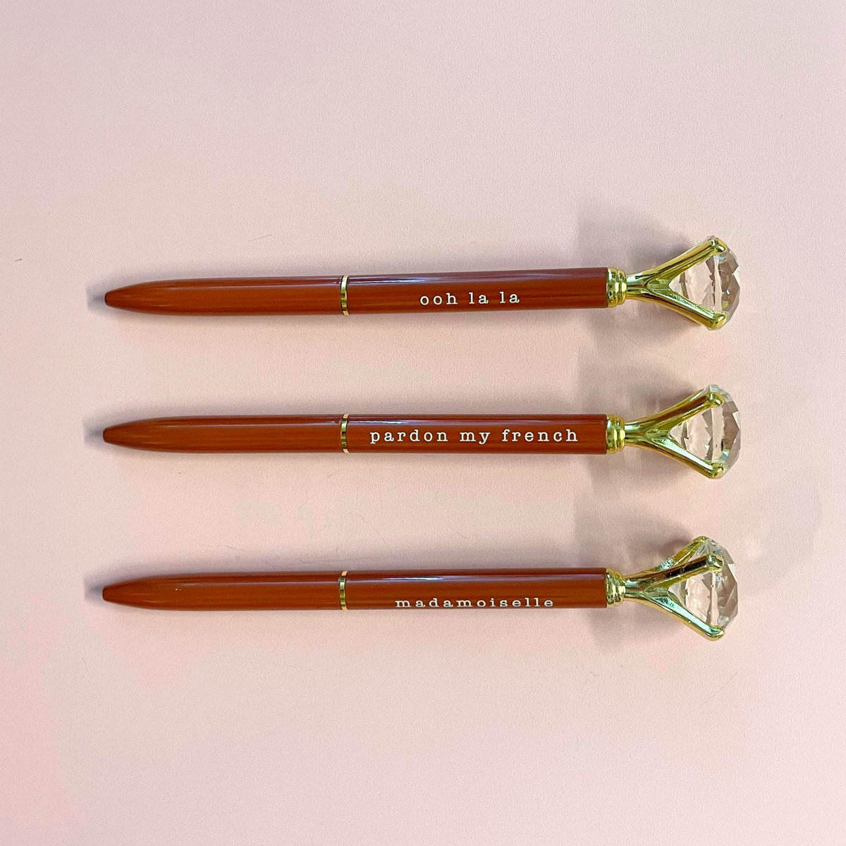 Ooh La La Orange Gem Pen Set of 6 | Giftable Quote Pens | Novelty Office Desk Supplies-Santa Barbara Design Studio-The Bullish Store