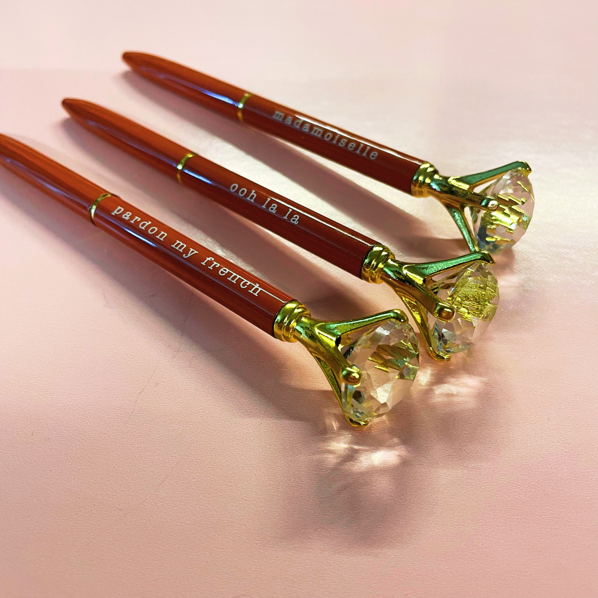 Ooh La La Orange Gem Pen Set of 6 | Giftable Quote Pens | Novelty Office Desk Supplies-Santa Barbara Design Studio-The Bullish Store