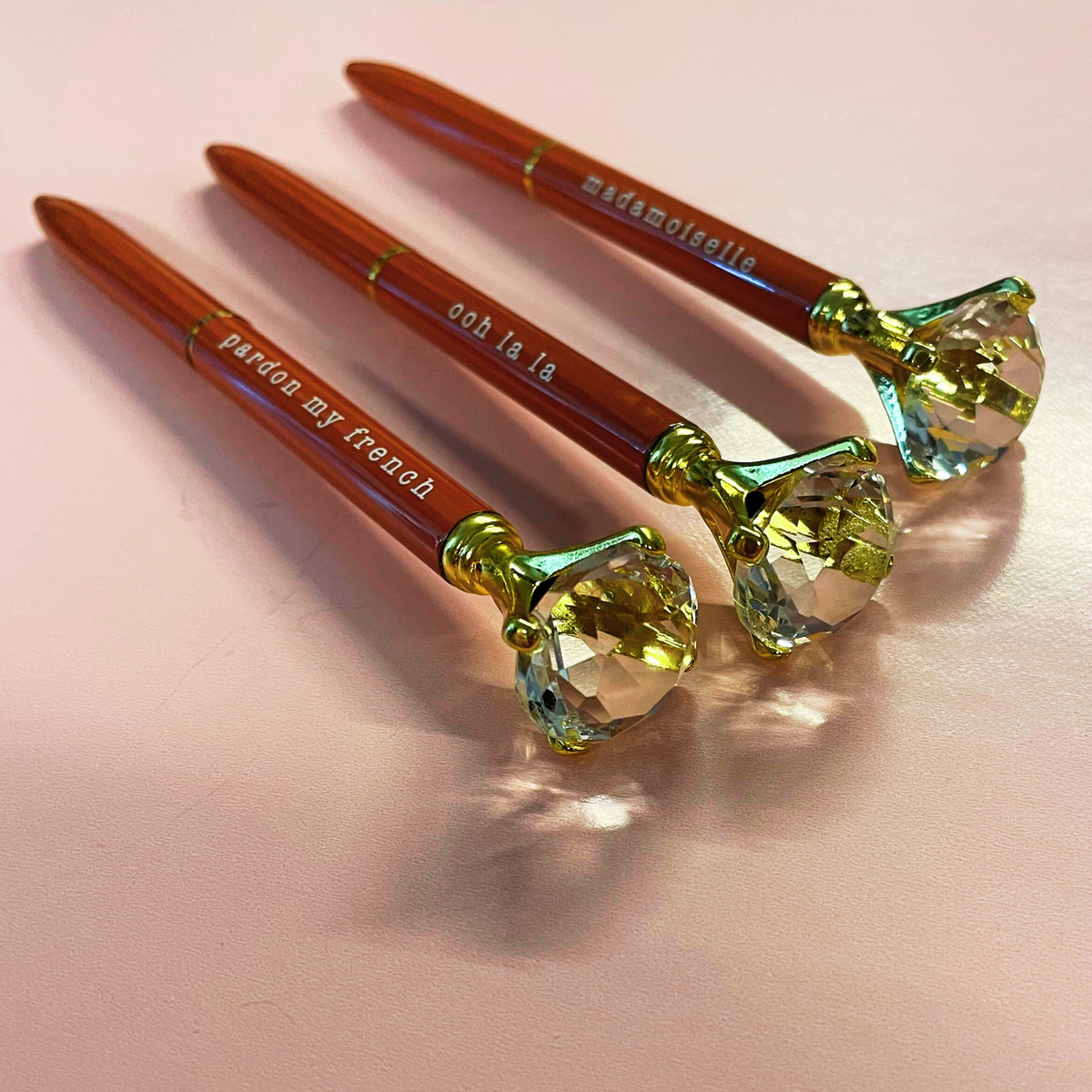 Ooh La La Orange Gem Pen Set of 6 | Giftable Quote Pens | Novelty Office Desk Supplies-Santa Barbara Design Studio-The Bullish Store