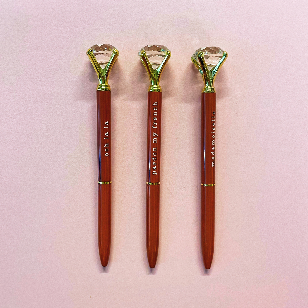 Ooh La La Orange Gem Pen Set of 6 | Giftable Quote Pens | Novelty Office Desk Supplies-Santa Barbara Design Studio-The Bullish Store
