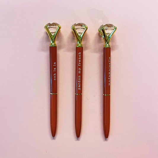 Ooh La La Orange Gem Pen Set of 6 | Giftable Quote Pens | Novelty Office Desk Supplies-Santa Barbara Design Studio-The Bullish Store