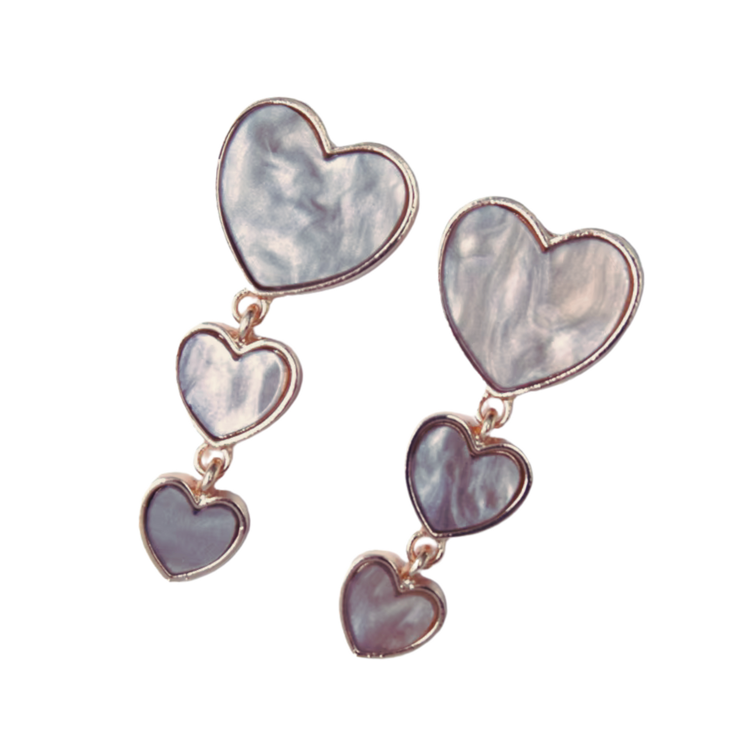 Opalescent Gray Heart Drop Earrings