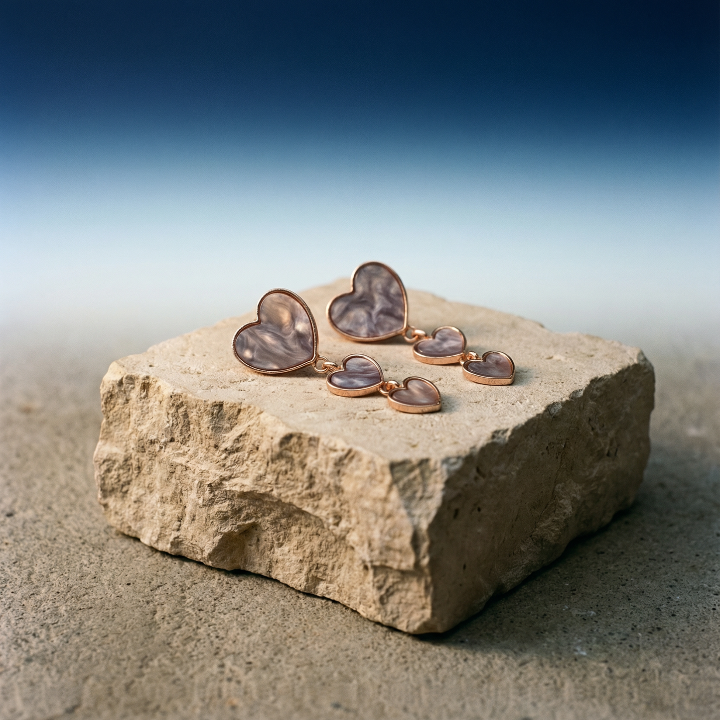 Opalescent Gray Heart Drop Earrings