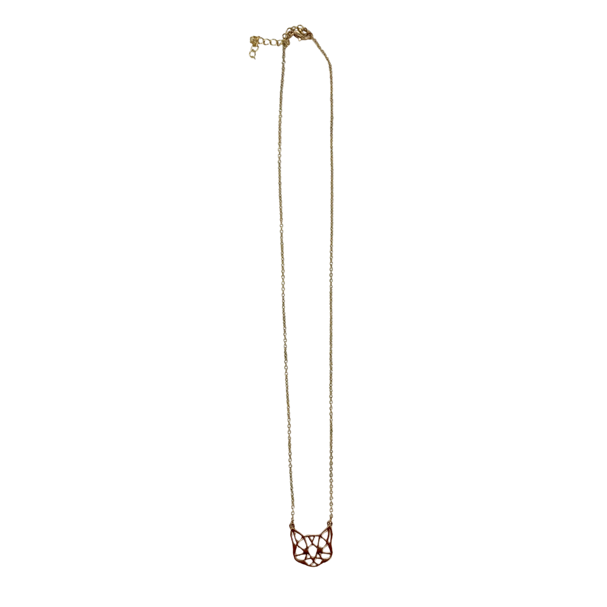 Openwork Cat Necklace | Kitty Face Pendant | 20" Chain + Extender | Gold or Silver