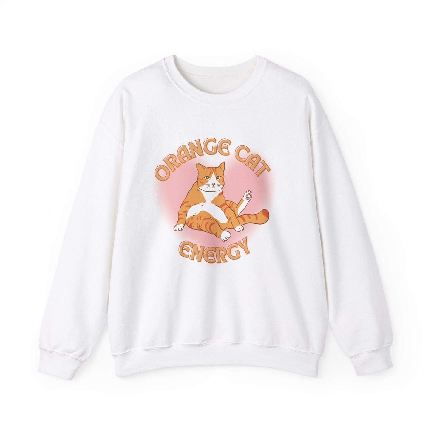 Orange Cat Energy Unisex Heavy Blend™ Crewneck Sweatshirt Sizes SM-5XL | Plus Size Available