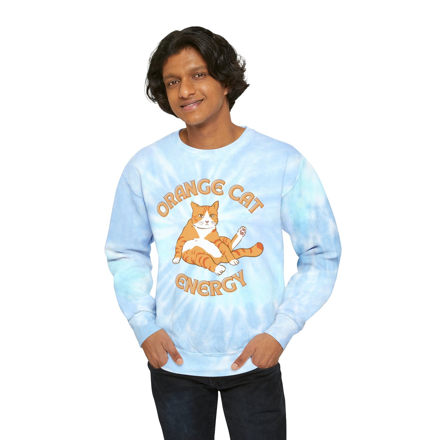 Orange Cat Energy Unisex Tie-Dye Sweatshirt