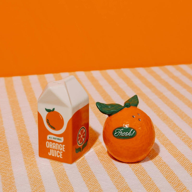 Orange Salt & Pepper Shakers | Citrus Ceramic Set