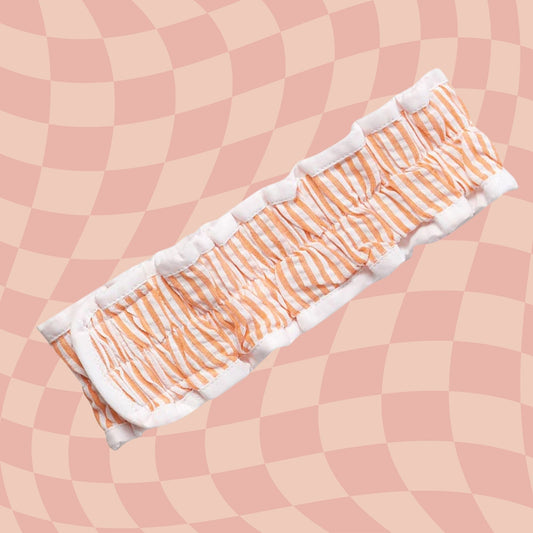 Orange Seersucker Spa Headband | Hair Band for Skincare Facial After Shower