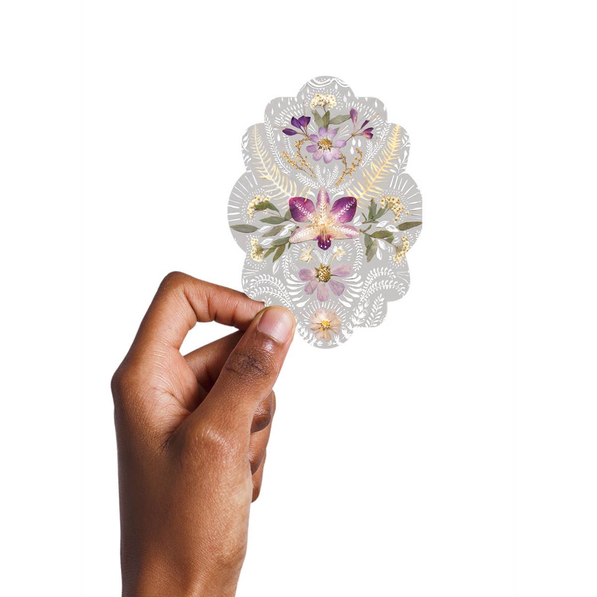 Orchid Lace Large Vinyl Sticker | 4” x 2.75” | Durable for Laptop, Water Bottle, Etc.