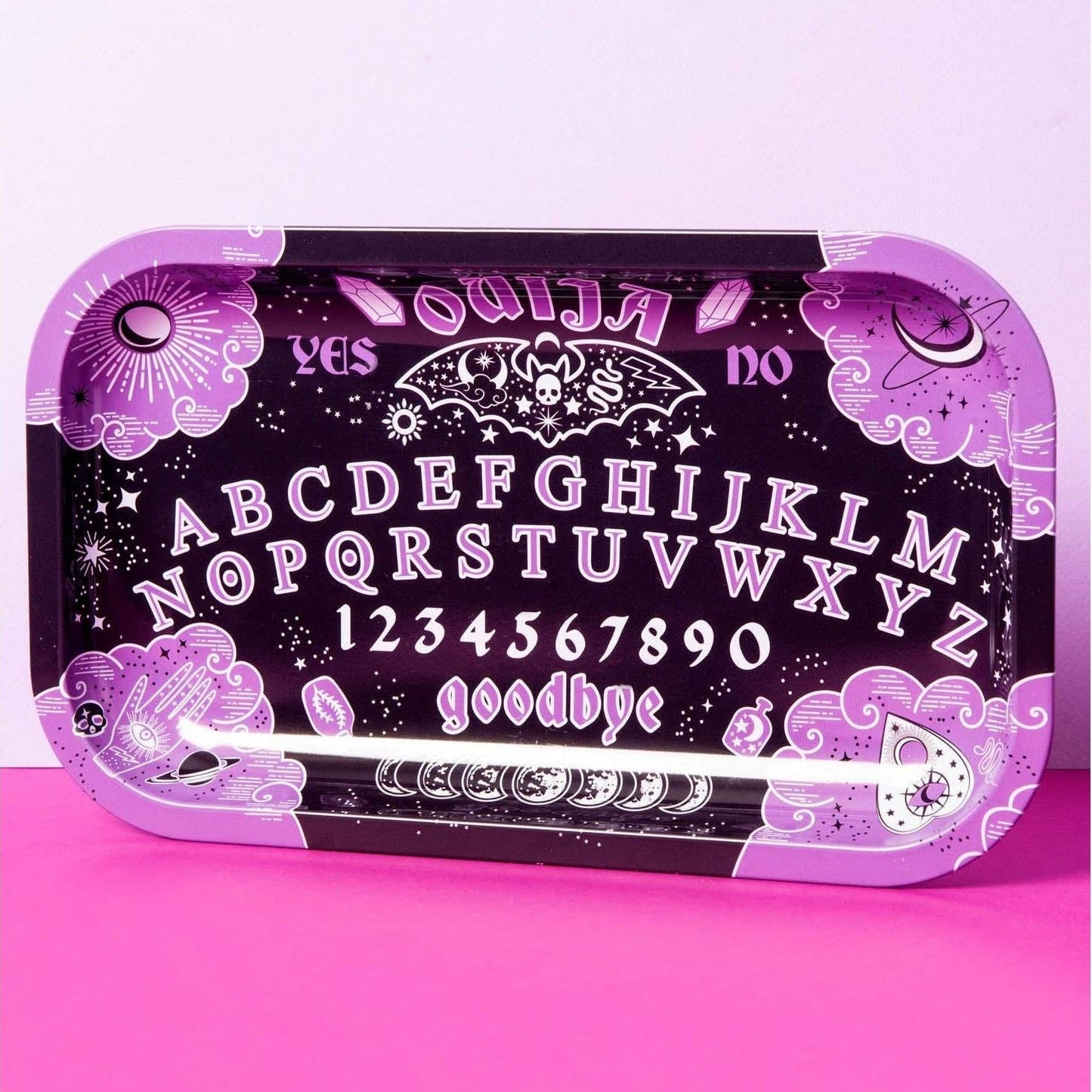 Ouija Board Rolling Tray | Witchy Metal Celestial Spirit Board Catchall Trinket Tray