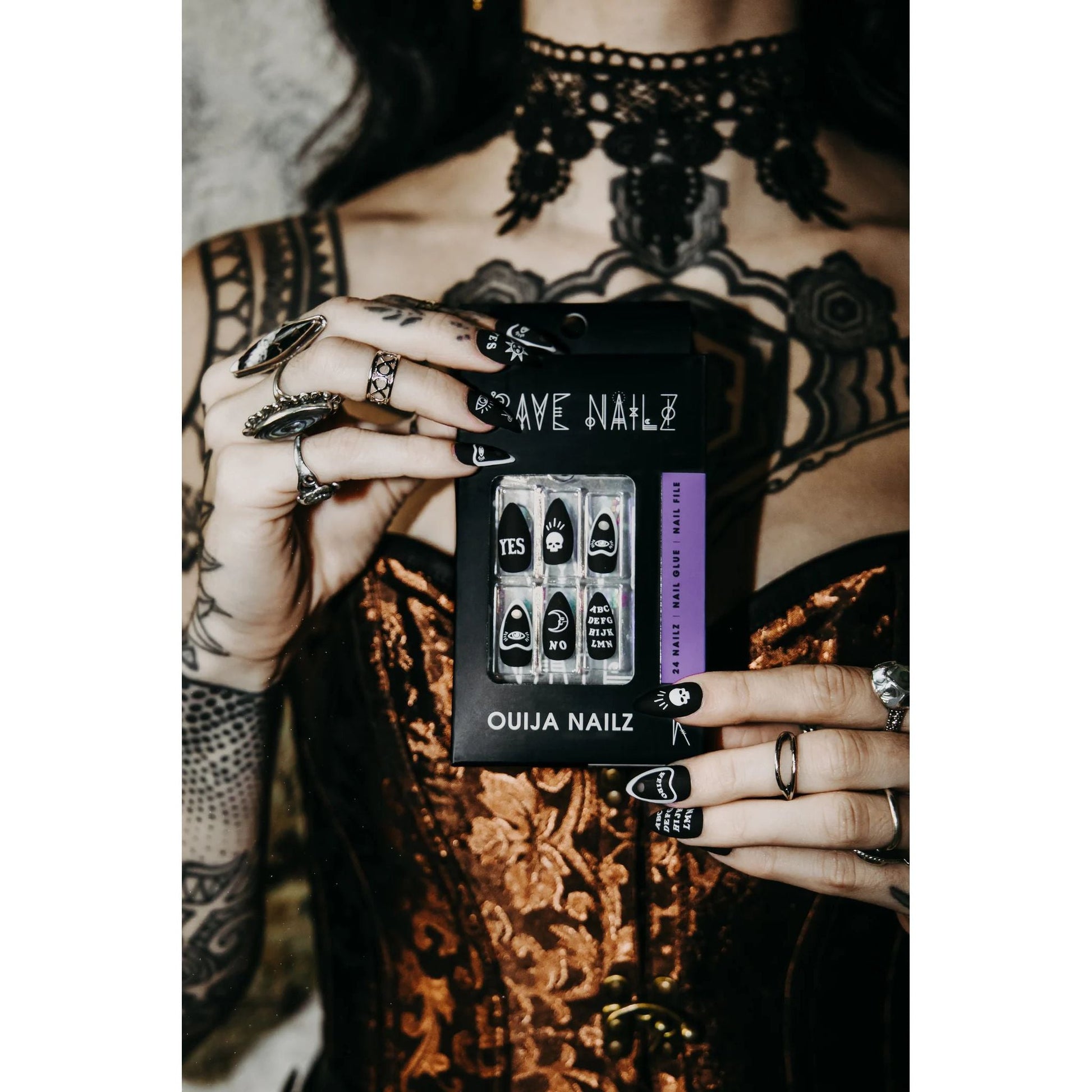 Ouija Nailz in Black | Press On Nail Kit Includes 24 Nails