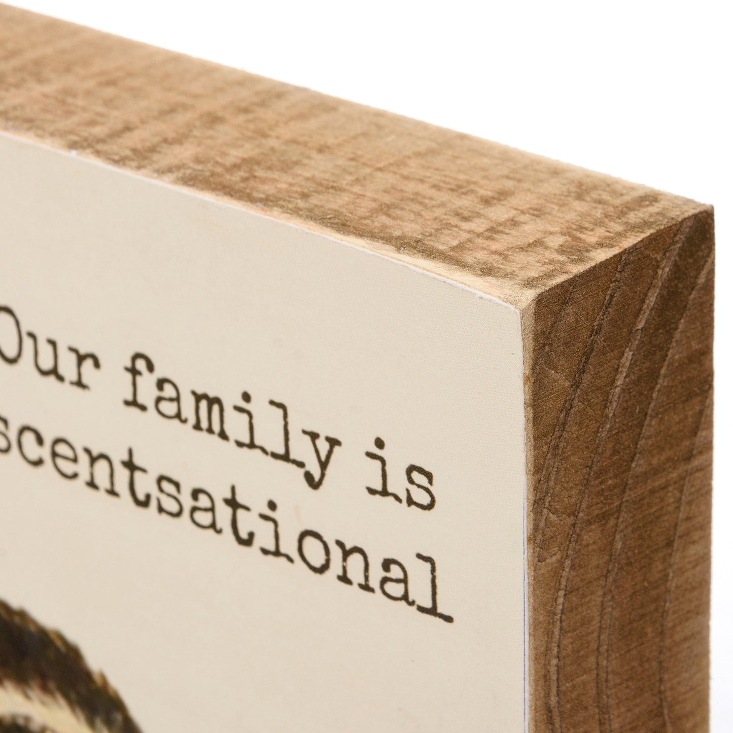 Our Family Is Scentsational Skunk Motif Punny Wooden Block Sign | 4" x 4"