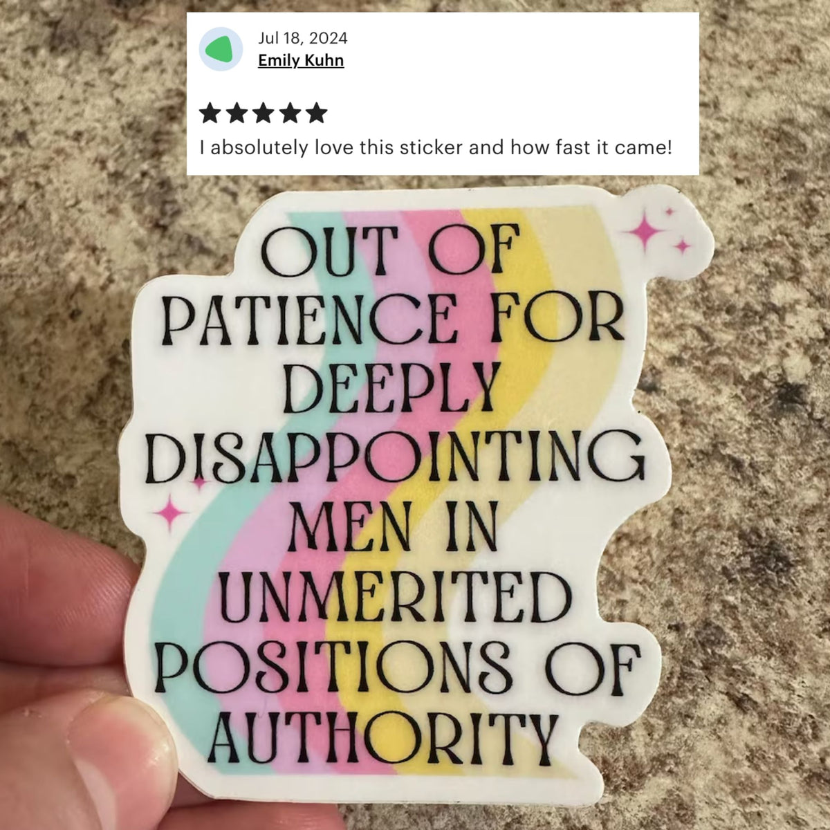 Out Of Patience For Deeply Disappointing Men In Unmerited Positions Of Authority Vinyl Sticker