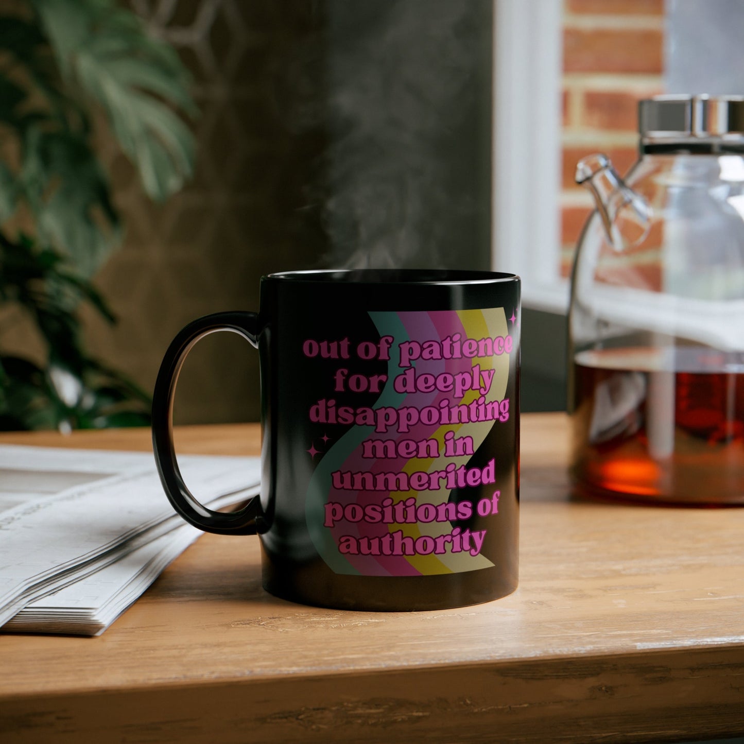 Out of Patience for Deeply Disappointing Men Feminist Mug in Black