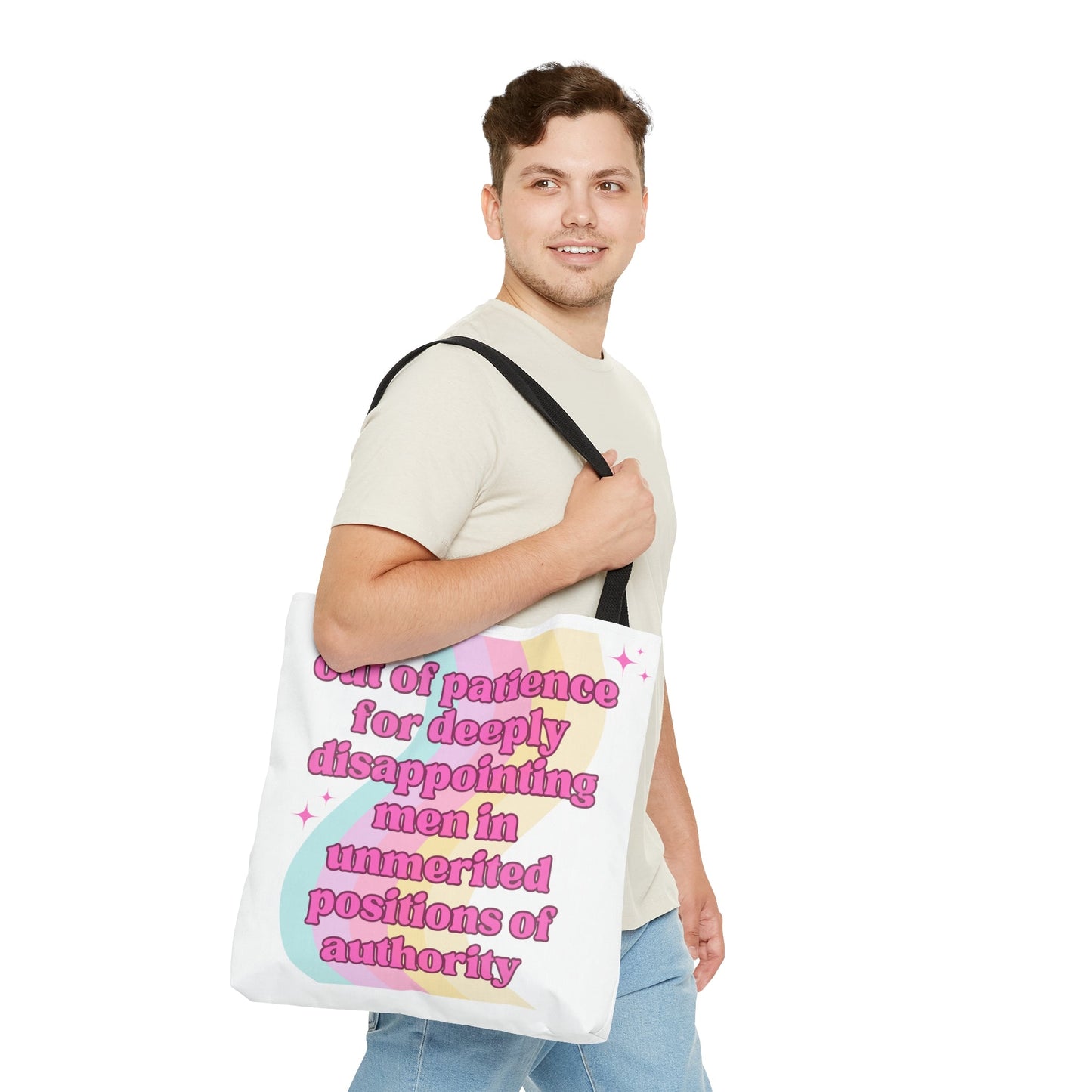Out of Patience for Deeply Disappointing Men Large Feminist Rainbow Tote Bag
