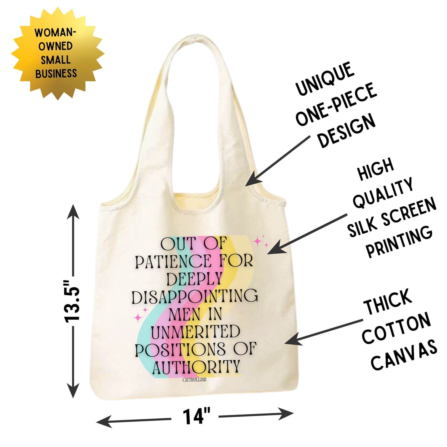 Out of Patience for Deeply Disappointing Men Slouchy Canvas Tote in Natural