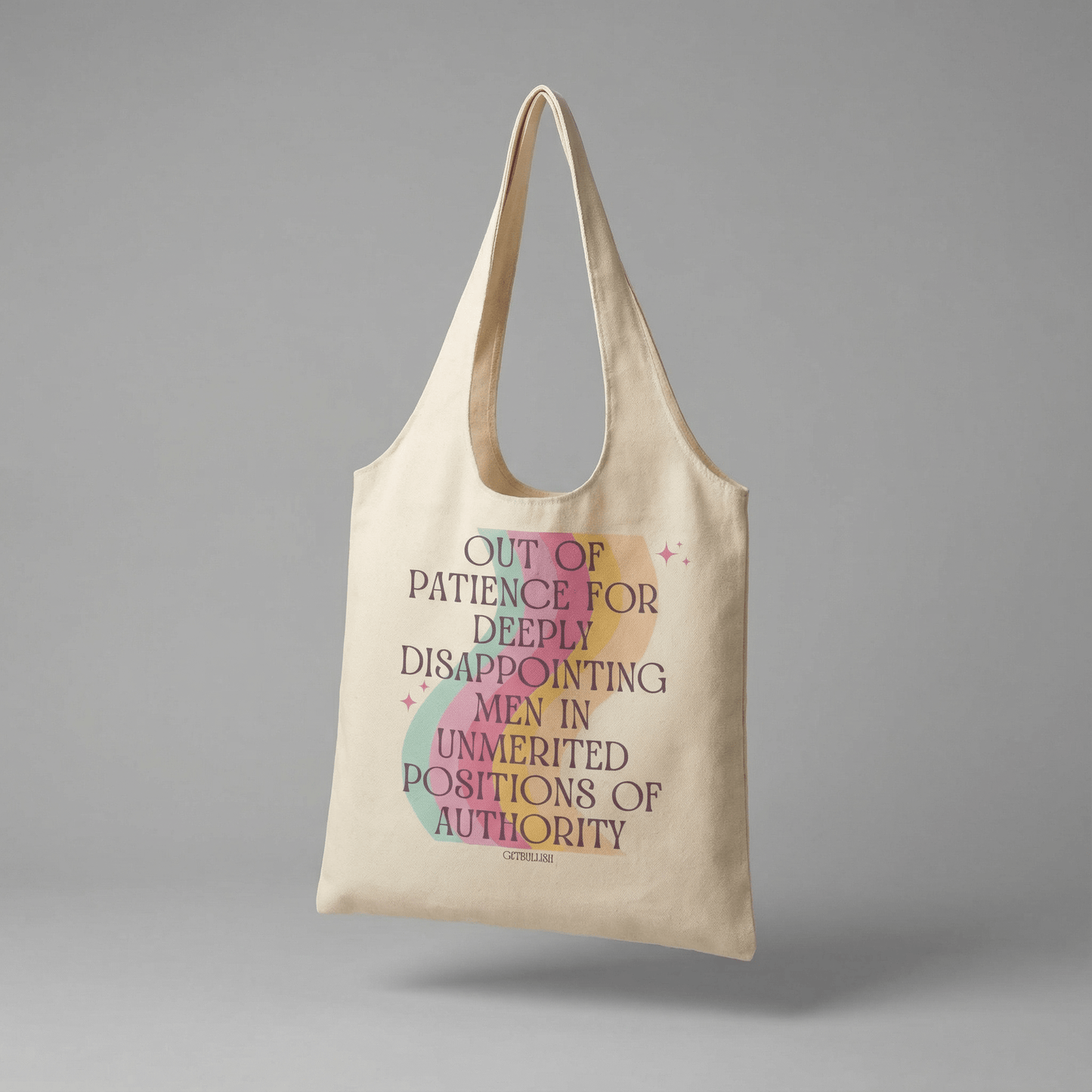 Out of Patience for Deeply Disappointing Men Slouchy Canvas Tote in Natural