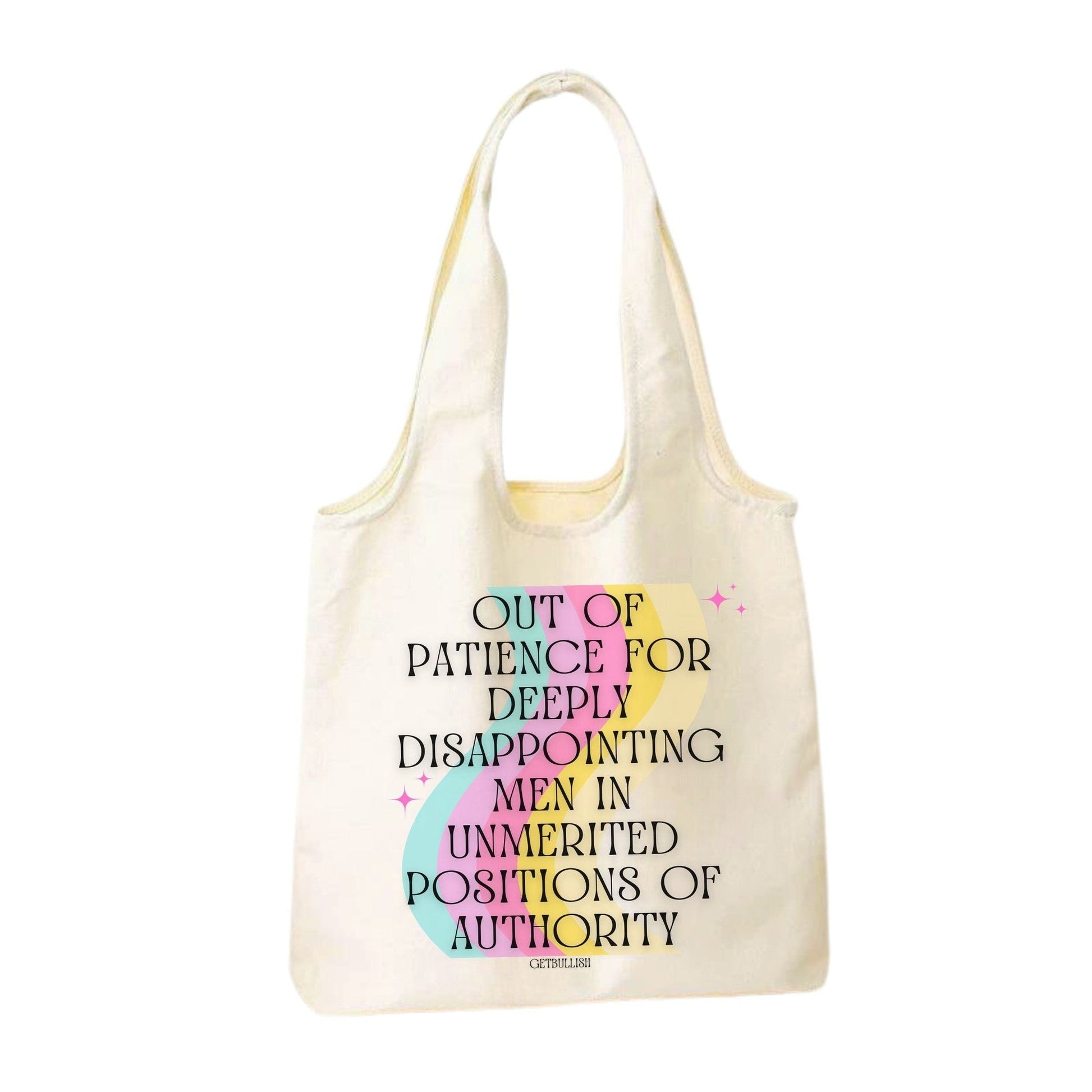 Out of Patience for Deeply Disappointing Men Slouchy Canvas Tote in Natural