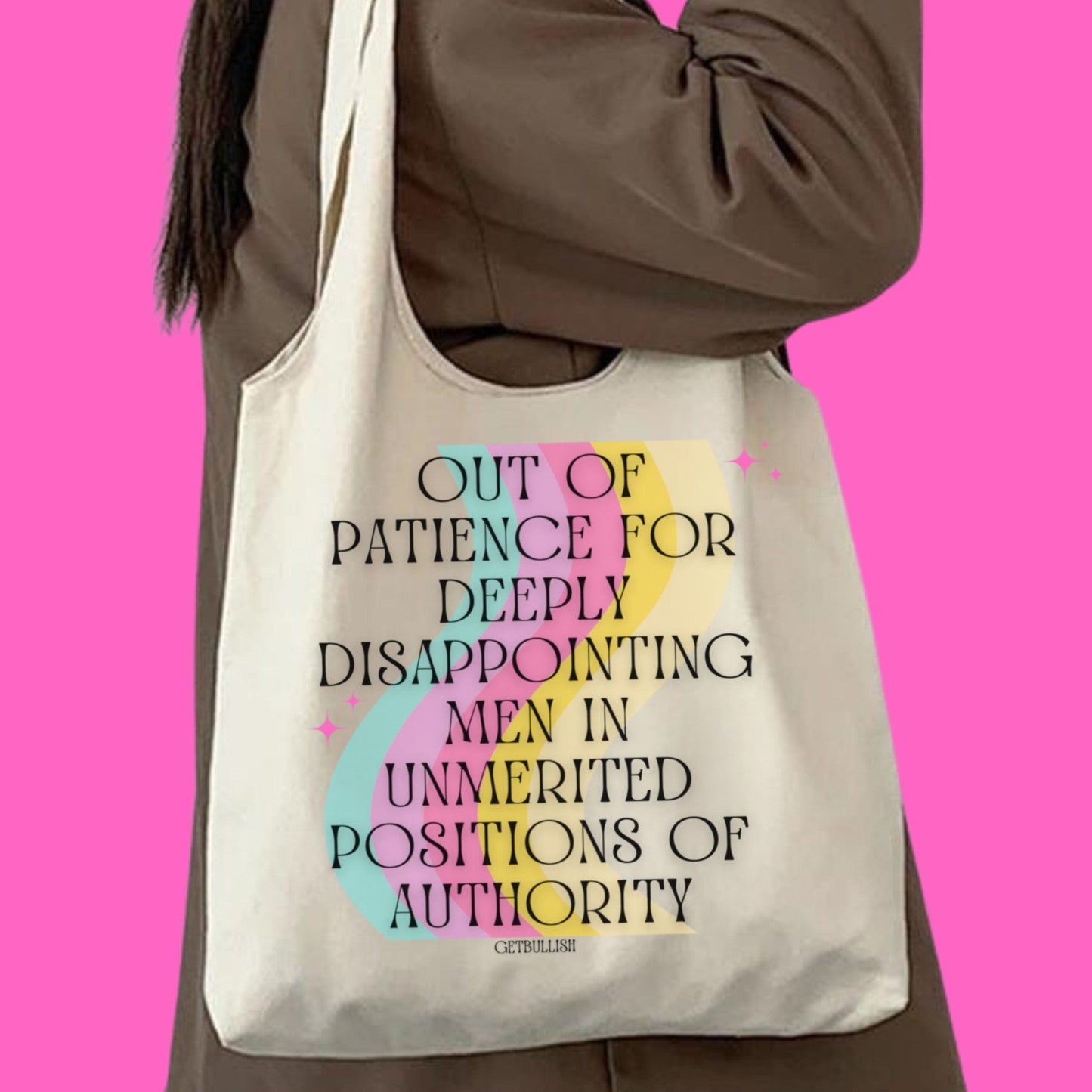 Out of Patience for Deeply Disappointing Men Slouchy Canvas Tote in Natural