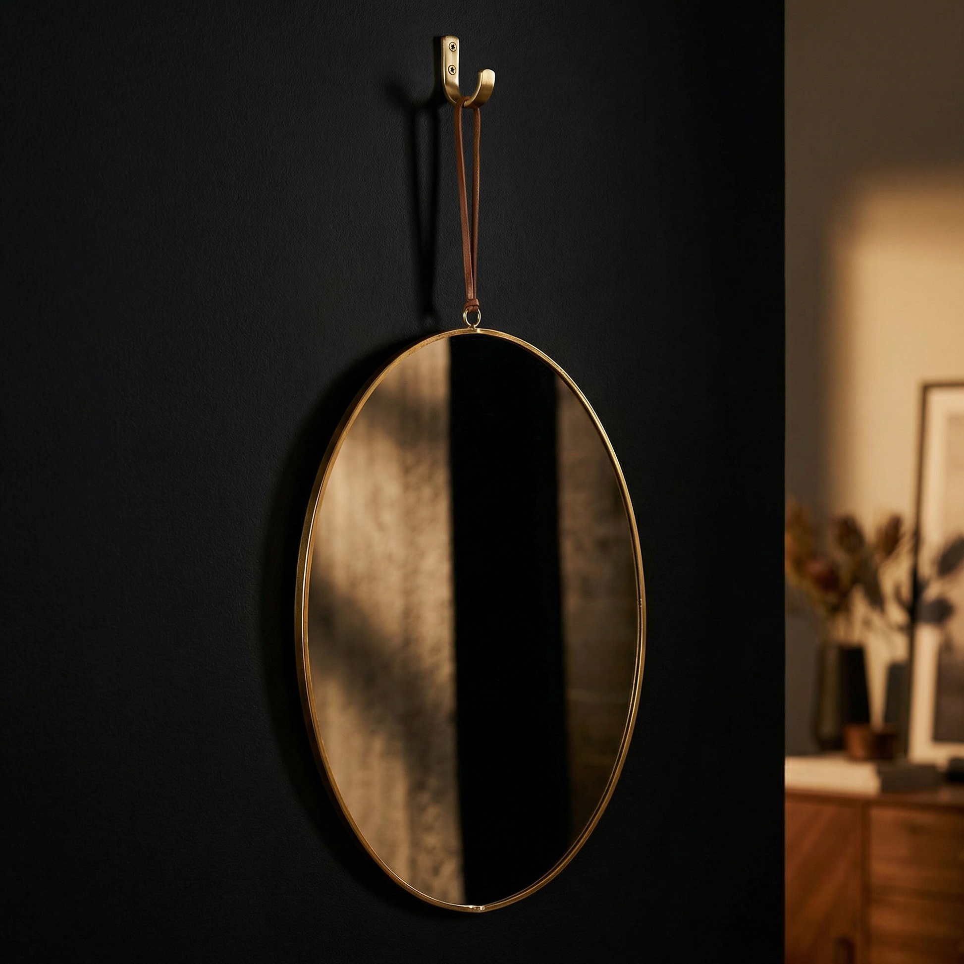 Oval Antique Gold Wall Mirror | Vintage Decorative Hanging Accent-Primitives by Kathy-The Bullish Store