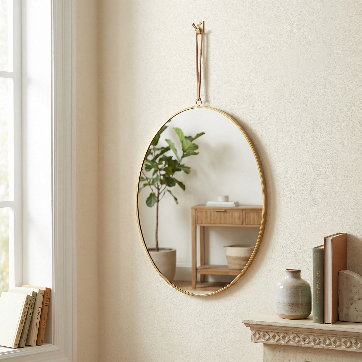 Oval Antique Gold Wall Mirror | Vintage Decorative Hanging Accent-Primitives by Kathy-The Bullish Store