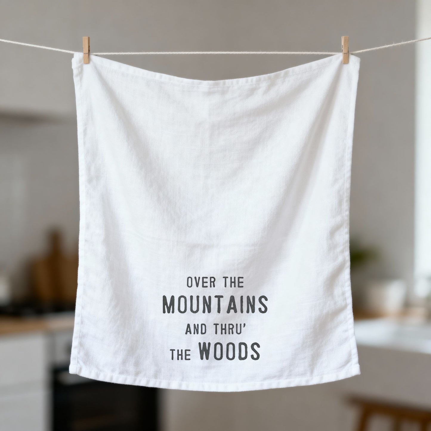 Over The Mountains Tea Towel Thirsty Boy Dish Towel | Cotton Flour Sack Kitchen Towel | 30" x 30"