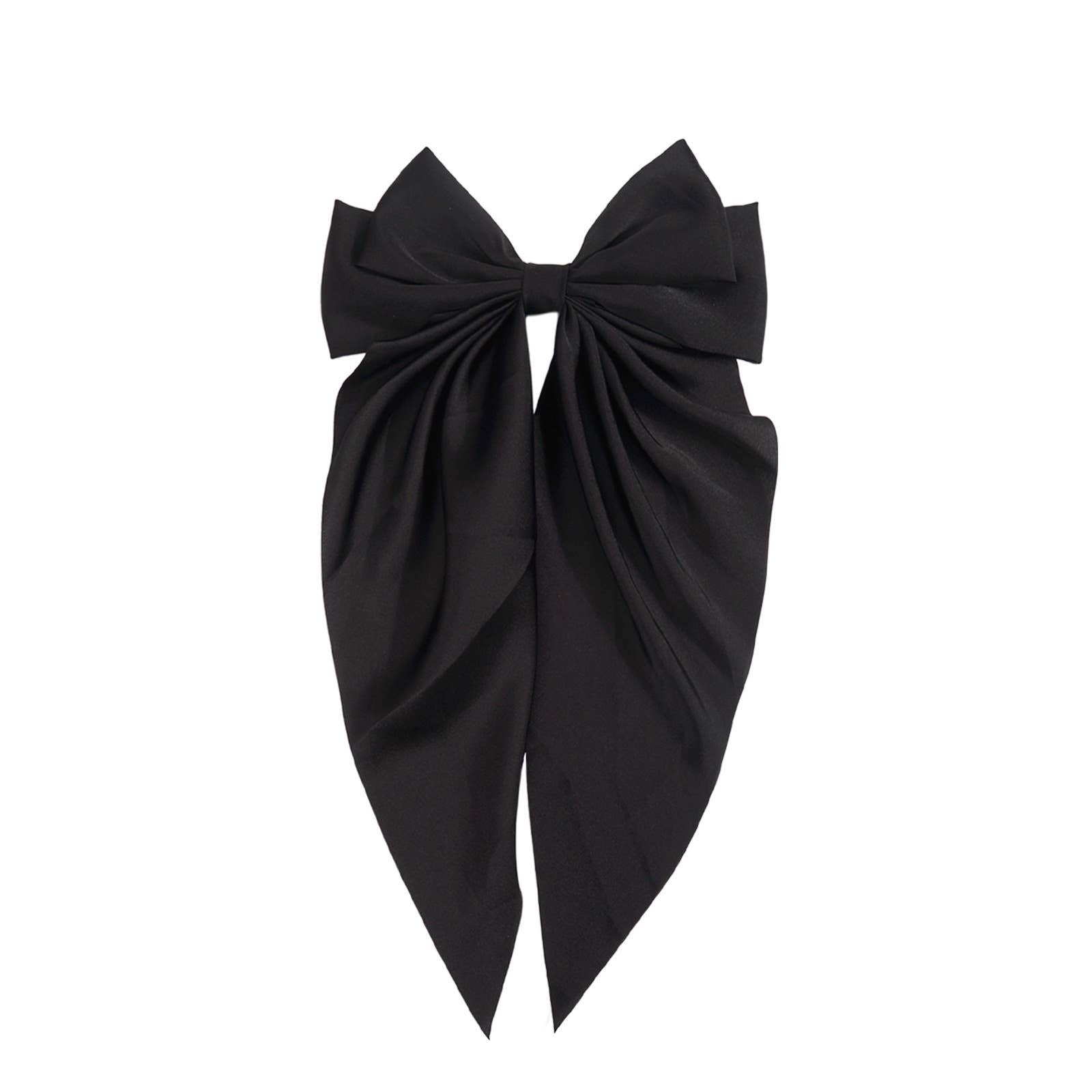 Oversized Bow Hairpin Coquette Satin Streamer [In Black, Brown and Khaki]