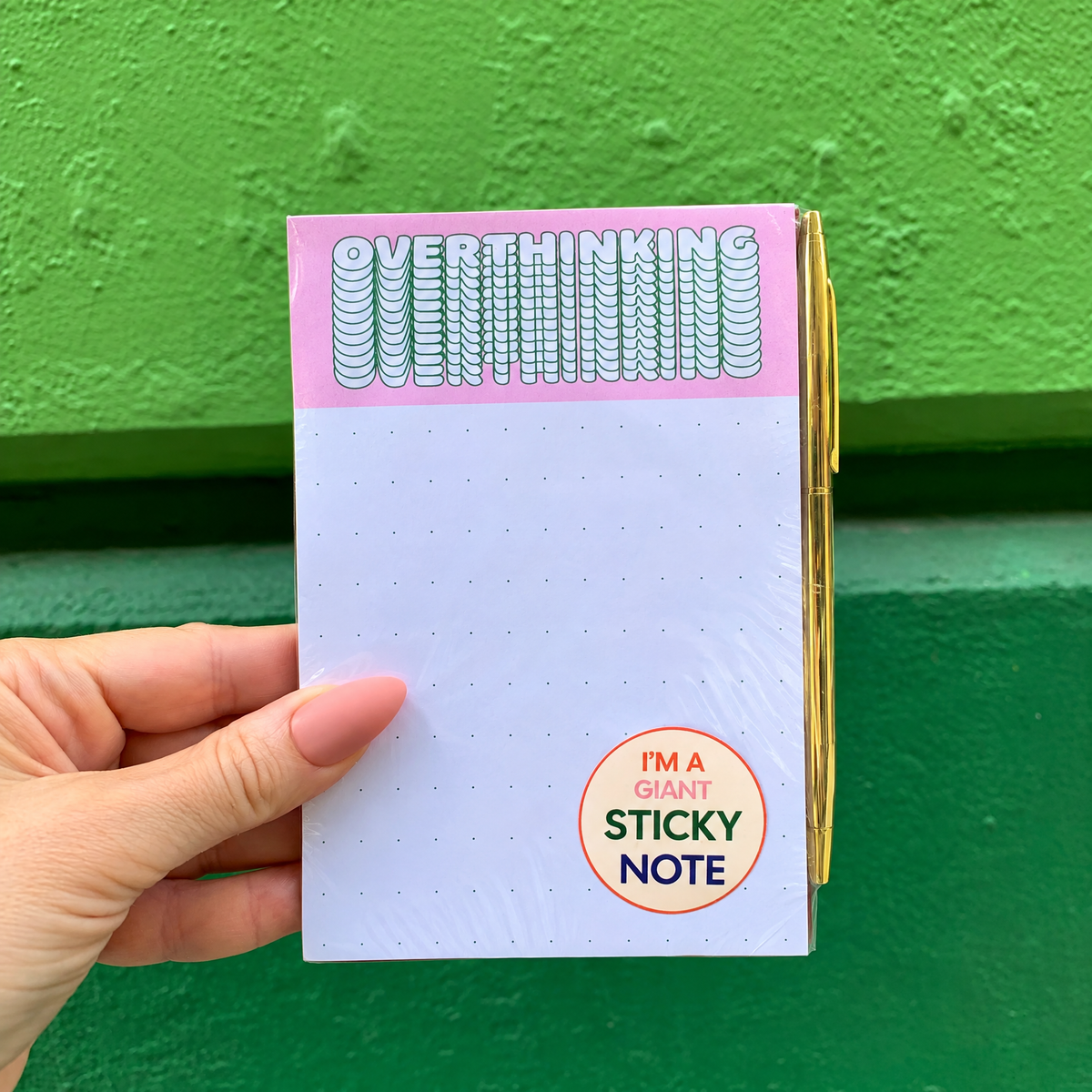 Overthinking Sticky Notepad with Gold Pen Gift Set | 4 x 6-Fun Club-The Bullish Store