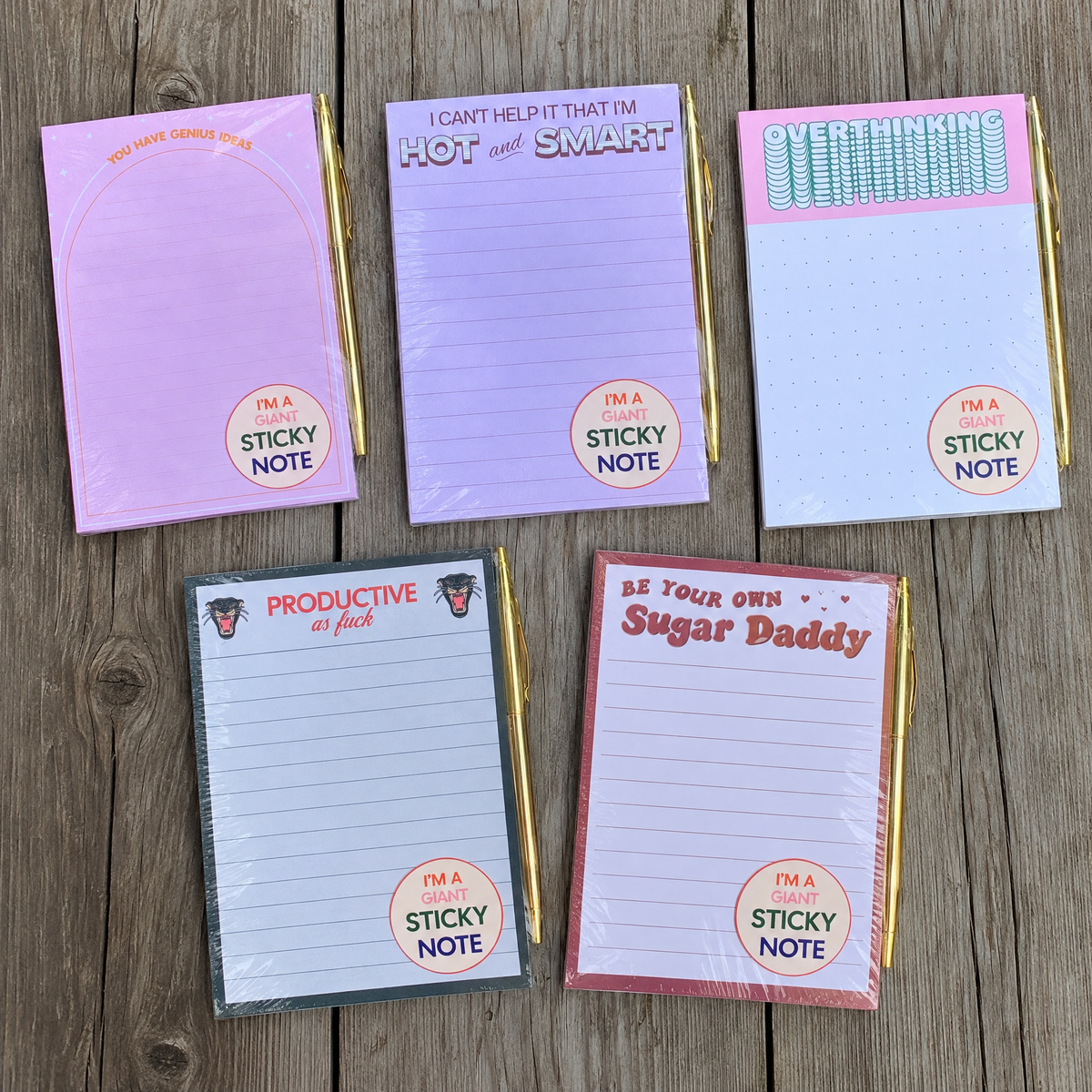 Overthinking Sticky Notepad with Gold Pen Gift Set | 4 x 6-Fun Club-The Bullish Store
