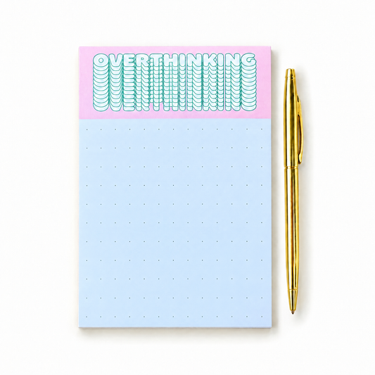 Overthinking Sticky Notepad with Gold Pen Gift Set | 4 x 6