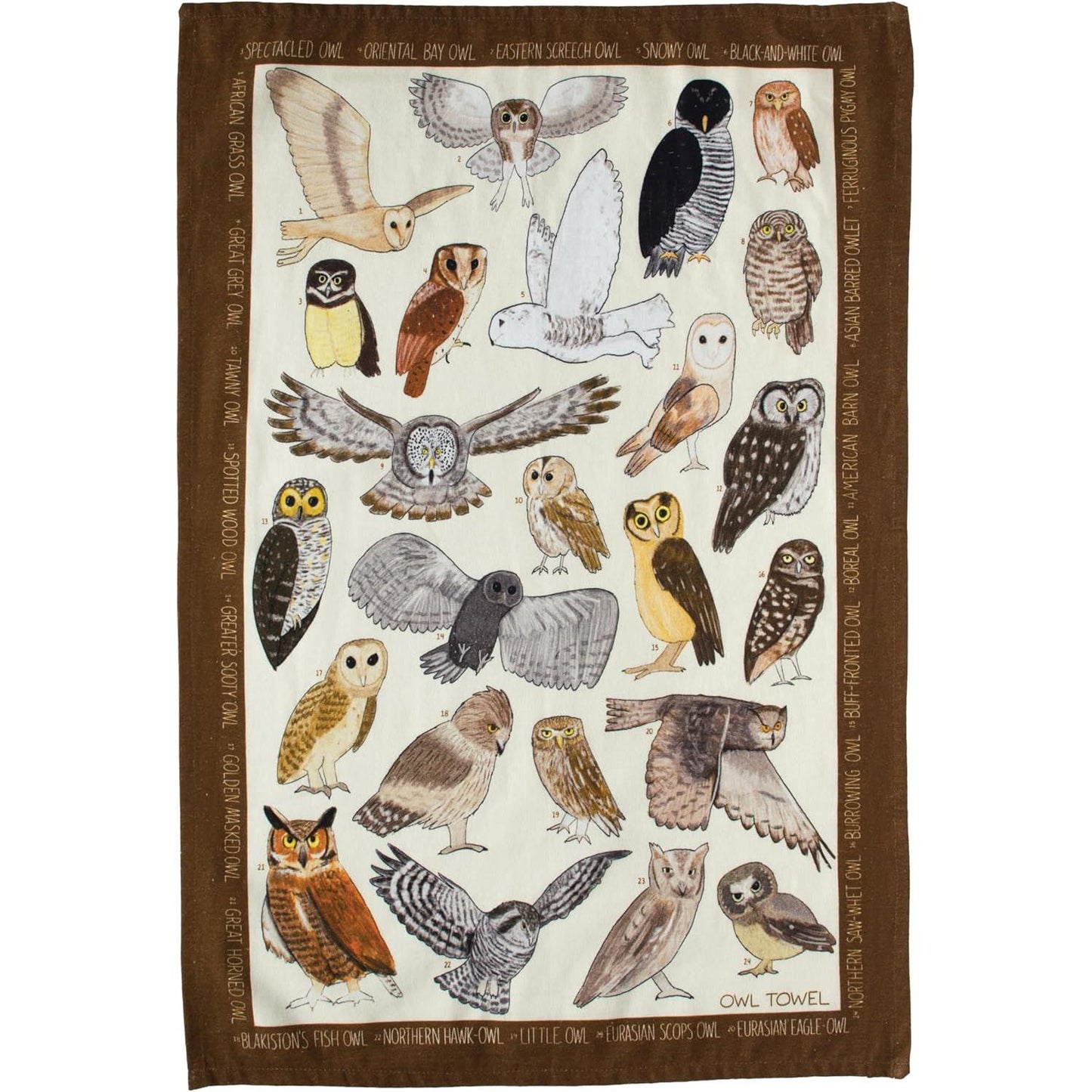 Owl Towel | Night Bird Kitchen Tea Dish Towel | 17.25" x 25.5"