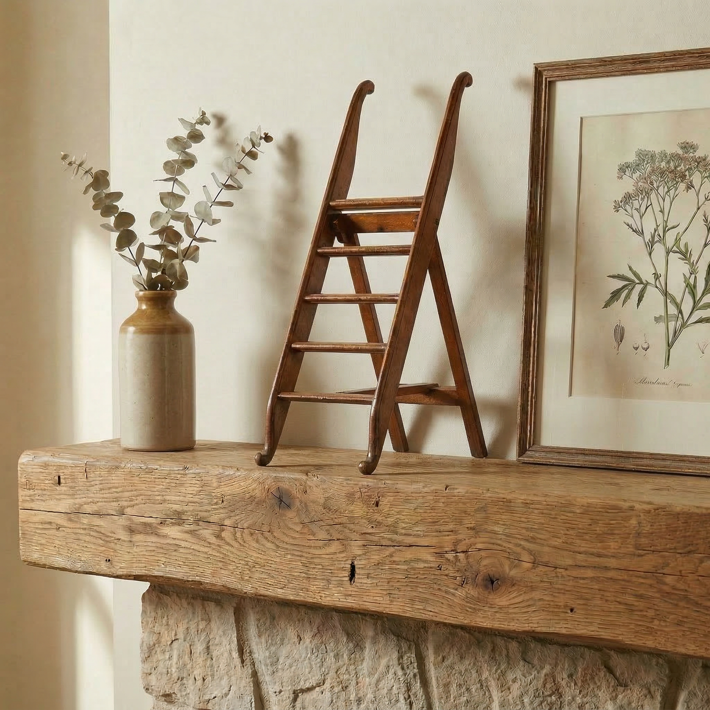 Oxford Library Steps Bookshelf Decor | Miniature Reproduction Wooden Folding Book Ladder Collectible