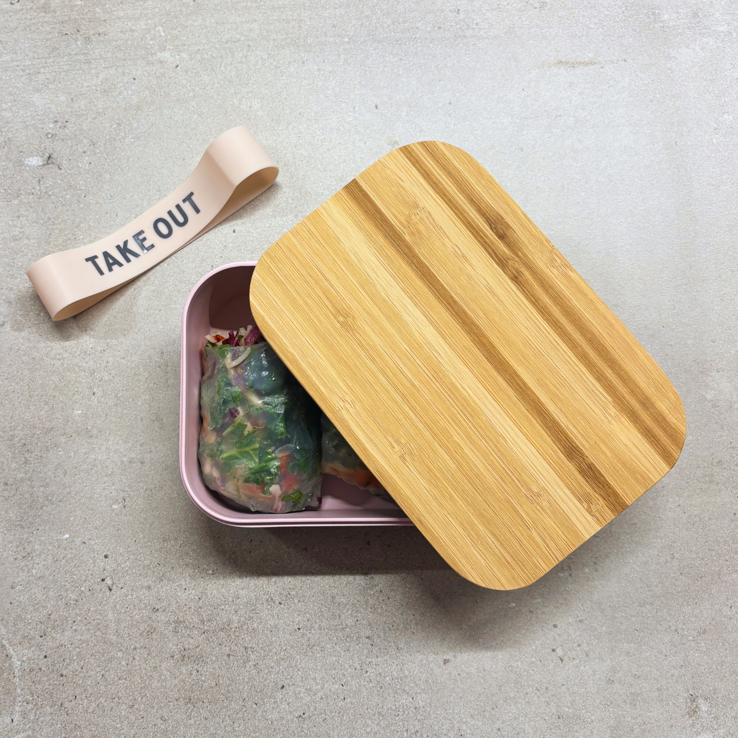 Pack of 3 Take Out Bamboo Lunch Box in Blush Pink | Eco-Friendly and Sustainable | 7.5" x 5" x 2"